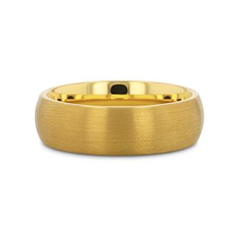 MILLER Gold Plated Tungsten Domed Ring with Brushed Finish 8mm