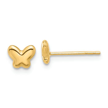 14k Yellow Gold Polished Butterfly Stud Earrings