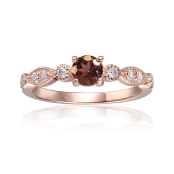 Blue Lab Created Alexandrite with Moissanite Accents 14K Rose Gold Over
Sterling Silver Ring