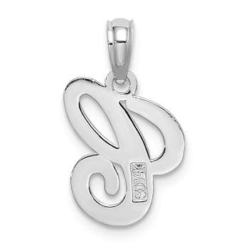 Rhodium Over 14k White Gold Polished Script Letter C Initial Pendant