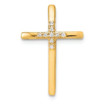 14K Yellow Gold 0.03ct. Diamond Cross Chain Slide
