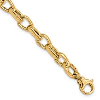 14k Yellow Gold 6.8mm Polished Fancy Link Bracelet