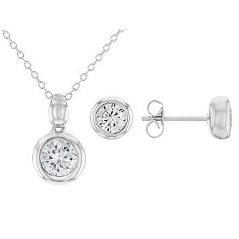 White Cubic Zirconia Rhodium Over Sterling Silver Pendant With Chain And
Earrings 3.24ctw