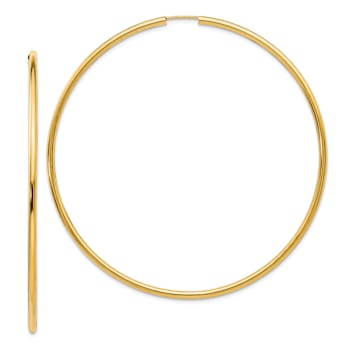 14k Yellow Gold 2 3/4" Endless Hoop Earrings