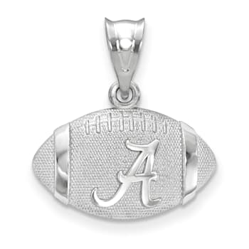 Rhodium Over Sterling Silver LogoArt University of Alabama Domed
Football Pendant