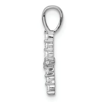 Rhodium Over 14K White Gold Lab Grown Diamond Letter X Initial Pendant