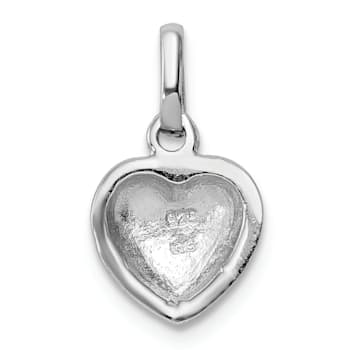 Rhodium Over Sterling Silver Polished Red Enameled Hearts Children's Pendant