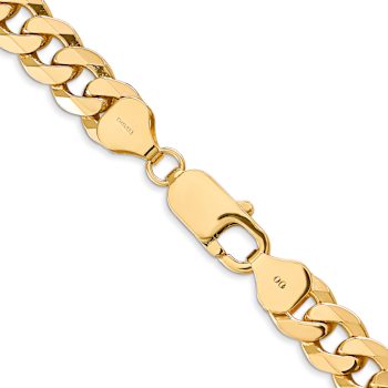 14k Yellow Gold 8mm Solid Flat Beveled Curb 20 Inch Chain