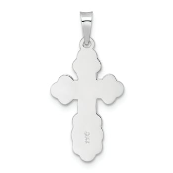 Rhodium Over 14K White Gold Polished Eastern Orthodox Solid Cross Pendant