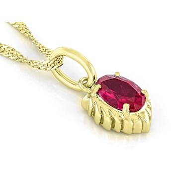 Lab Created Ruby Leo Birthstone Pendant