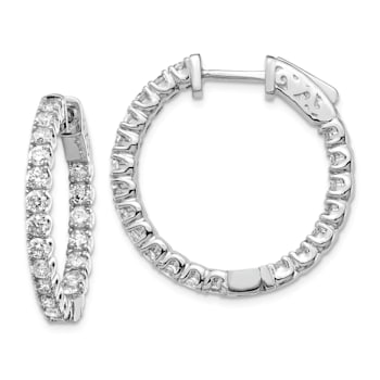 Rhodium Over 14K White Gold Oro Spotlight Lab Grown Diamond SI+, H+,
Hoop with Safety Clasp Earrings