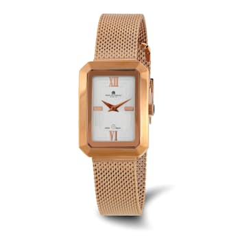 Ladies Charles Hubert Rose IP-plated Mesh Band White Dial Watch