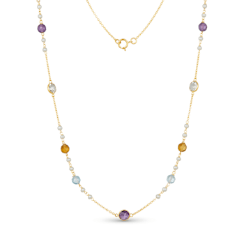 Multi-Gem 14k Yellow Gold Necklace 9.63ctw