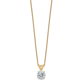 14K Yellow Gold 2 ct. 8.0mm Round G H I True Light Moissanite Solitaire
Pendant with Chain