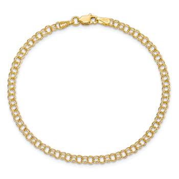 14k Yellow Gold 3.5mm Solid Double Link Charm Bracelet