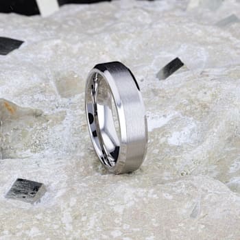 SHIRE Titanium Brushed Center Men’s Flat Wedding Ring with Polished
Beveled Edges 8mm