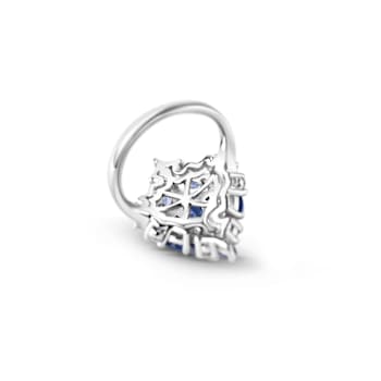 Rhodium Over Sterling Silver Marquise Tanzanite and White Zircon Ring 2.91ctw