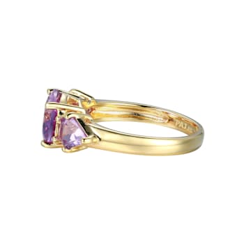 Lab Created Alexandrite Sapphire 18k Yellow Gold Over Silver December
Birthstone Ring 3.28ctw