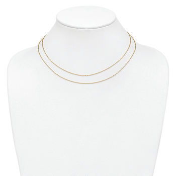 14K Yellow Gold Polished 2-Strand Twist Bar Station Necklace