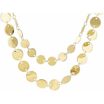High-Polish Multi-Row Disc Necklace In 18K Gold Over Bronze