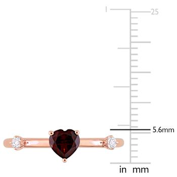 Garnet and White Topaz 10K Rose Gold Ring 0.62ctw