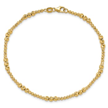 14K Yellow Gold Diamond-cut Beaded 7.5-inch Bracelet