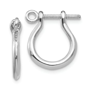 Rhodium Over 14k White Gold 3D Shackle Link Screw Dangle Earrings
