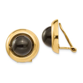 14k Yellow Gold 16mm Onyx Non-pierced Stud Earrings