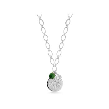 Sterling Statements Rhodium Over Sterling Silver CZ Bee Medallion Necklace