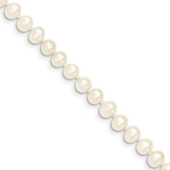 14k Yellow Gold 5-6mm White Near Round Freshwater Cultured Pearl Bracelet