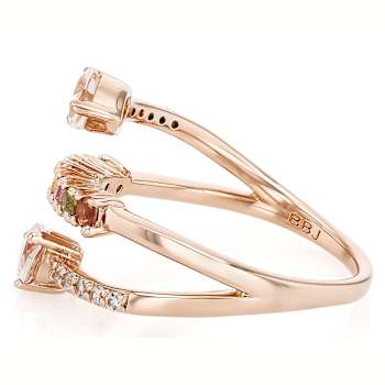 Morganite, Multi-Color Sapphire And White Zircon Ring In 18K Rose Gold
Over Sterling Silver