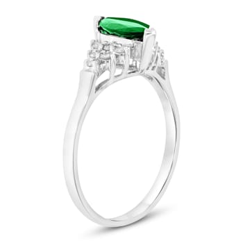0.69ctw Emerald and Diamond Ring in 14k White Gold