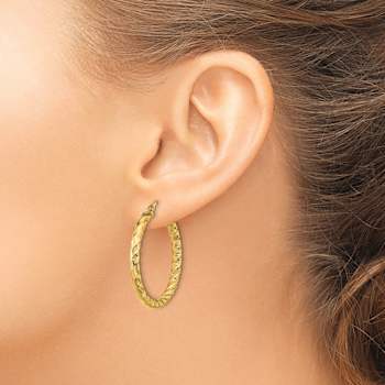14k Yellow Gold 1 1/4" Polished Twisted Hoop Earrings