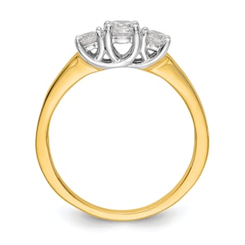 14K Two-tone Gold Lab Grown Diamond SI1/SI2, G H I, 3-Stone Engagement Ring