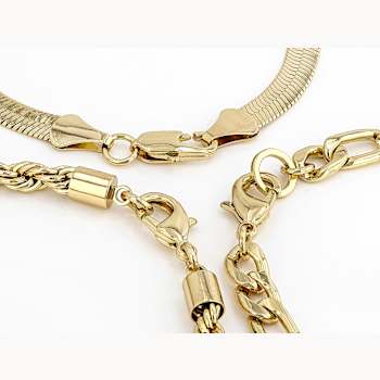 Set of 3 Gold-Tone Chain Bracelets