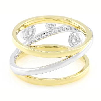 Round Moissanite Solitaire Ring In Two-Tone Gold