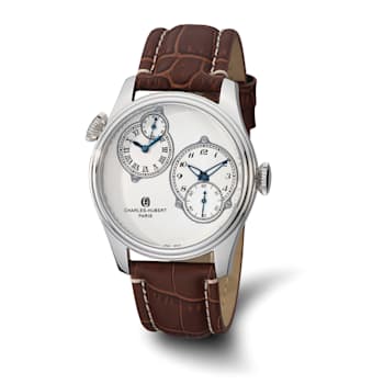 Charles Hubert Men's Stainless Steel Silver Dial Dual Time Watch