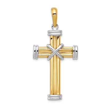 14K Yellow and White Gold Latin Cross Pendant