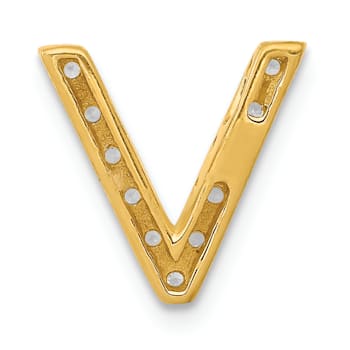 14K Yellow Gold Diamond Letter V Initial Charm