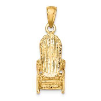 14k Yellow Gold 3D Textured Beach Chair Charm