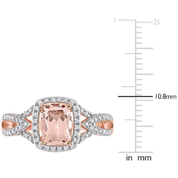 Morganite and Diamond 10K Rose Gold Ring 1.51ctw