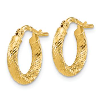 14k Yellow Gold Polished and Diamond-Cut 9/16" Hoop Earrings