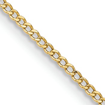14k Yellow Gold 1.85mm Curb Link 16 Inch Chain