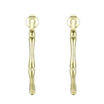 Bamboo Open Hoop Earrings In 14K Gold Over Brass