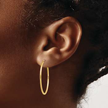 14k Yellow Gold Polished 1 3/16" Round Endless Hoop Earrings