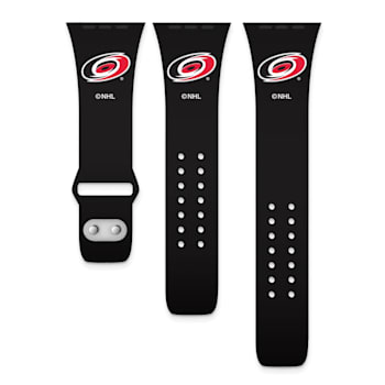 Gametime NHL Carolina Hurricanes Black Silicone Apple Watch Band
(38/40mm M/L). Watch not included.