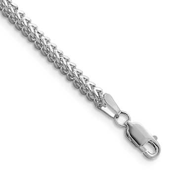 Rhodium Over 14k White Gold 2.3mm Franco Link Bracelet