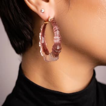 14K Yellow Gold Over Sterling Silver Acrylic and Hand Painted Enamel
Bamboo Illusion Hoops in Cocoa