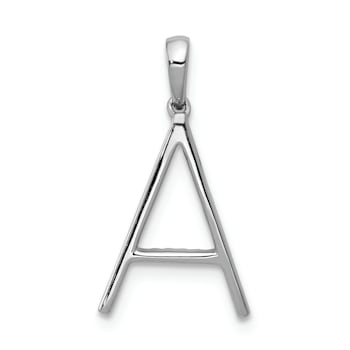 Rhodium Over 14K White Gold Diamond Letter A Initial Pendant