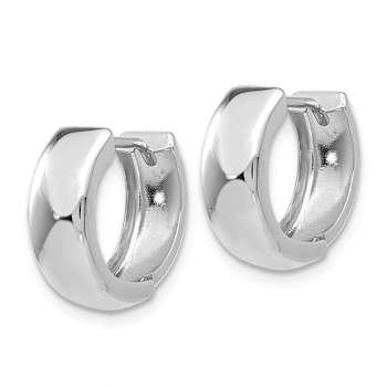 Rhodium Over 14k White Gold Polished 1/2" Hinged Hoop Earrings